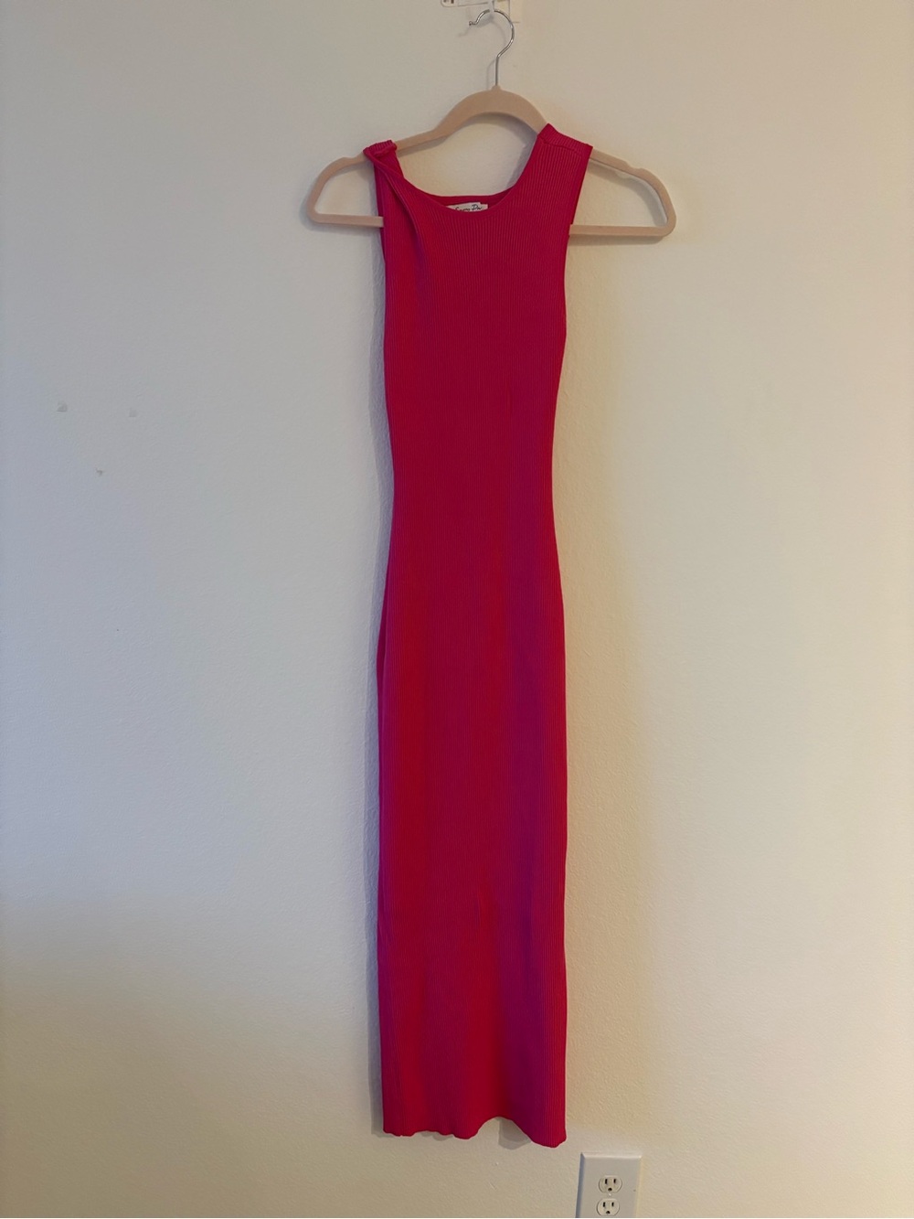 emory park Vibrant Pink Ribbed Sleeveless Maxi Dress